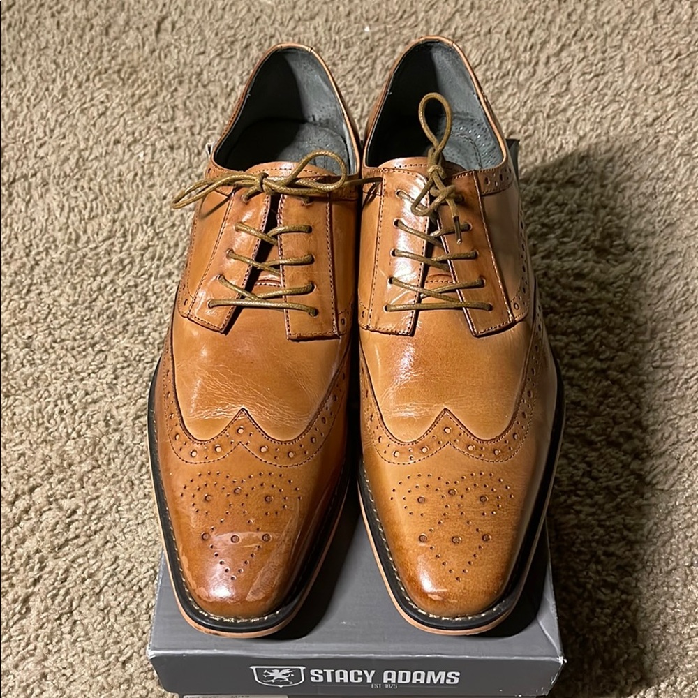 Stacy Adams Tan Leather Tinsley Shoes
